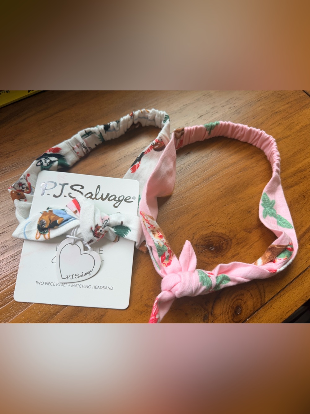Lot of 2, P.J. Salvage Women’s Knotted Adjustable Headbands Drink and Dogs Print